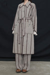 Mutedance 24 Autumn and Winter Lapel Flower Dye Belt Coat MD-MD24FW38-GRAY